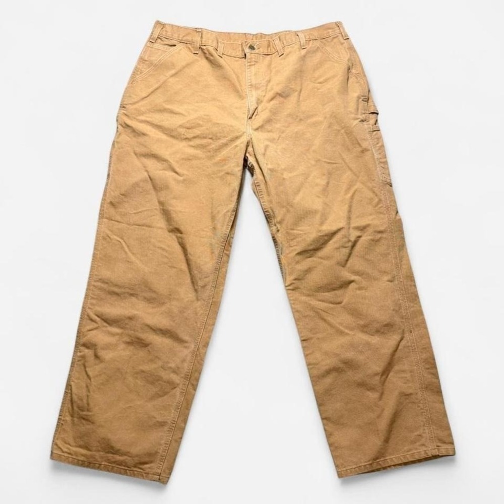 Carhartt‎ Canvas Dungaree Utility Carpenter Pants Tan/Brown Size 44x32 B11 BRN